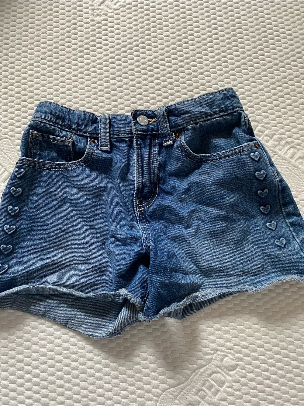 Old Navy Blue Denim Heart-Trim Kids Shorts